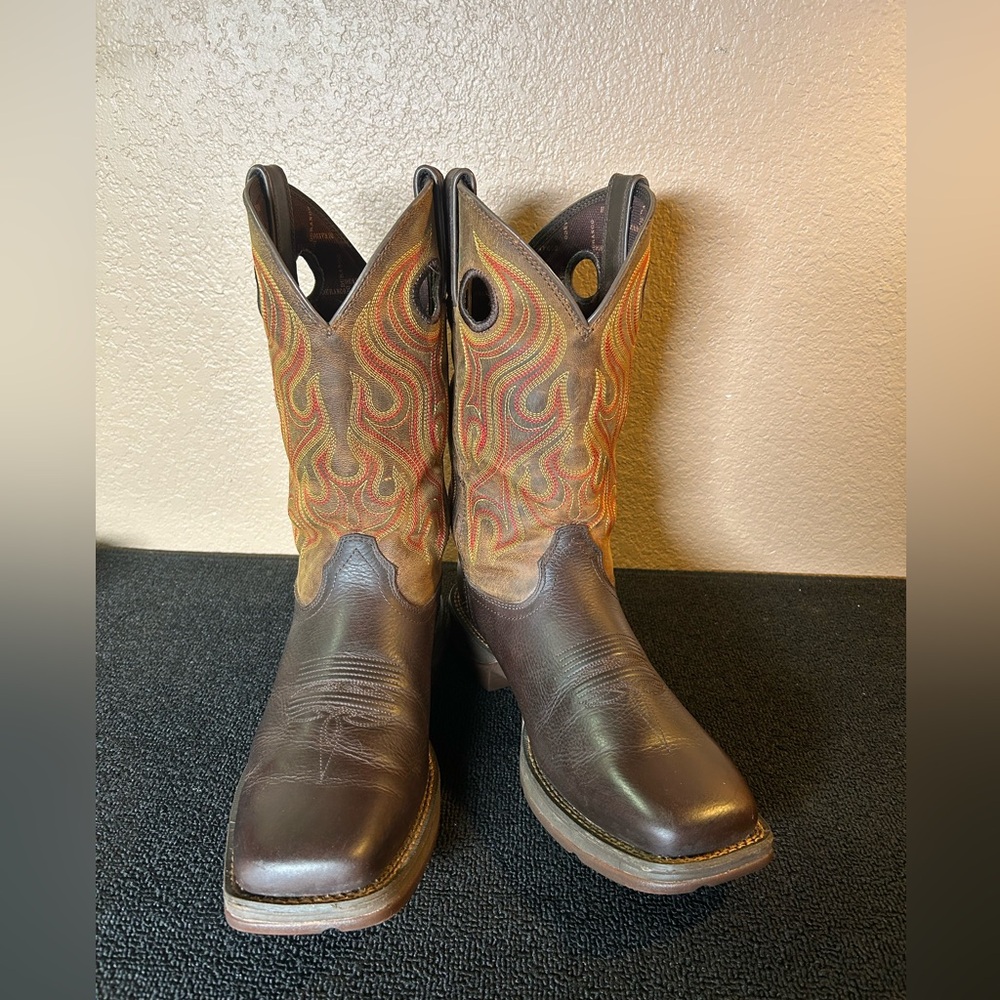 Durango Men's 12" Western, DK Chestnut.  Slip & Oil Resistant. #DDB0317Size 10.5